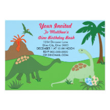 Invitation de coup d'anniversaire de dinosaure