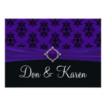 Invitation de damassé de pourpre royal et de noir