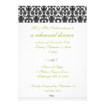 Invitation de dîner de répétition de damassé