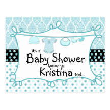 Invitation de douche de bébé de damassé de point d carte postale