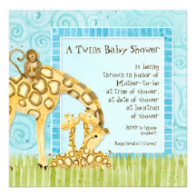 Invitation de douche de jumeaux de bébé de girafe 