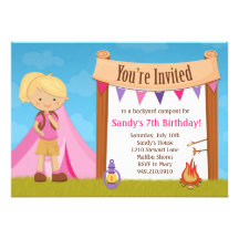 Invitation de fête d'anniversaire de camping