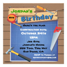 Invitation de fête d'anniversaire de construction 