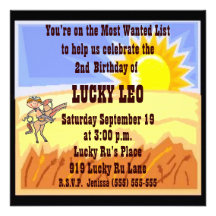 Invitation de fête d'anniversaire de cowboy/cow-gi