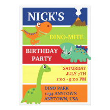 INVITATION DE FÊTE D'ANNIVERSAIRE DE DINOSAURE DE 