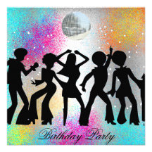 Invitation de fête d'anniversaire de disco de dans