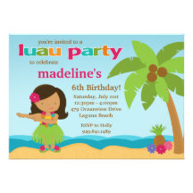 Invitation de fête d'anniversaire de Luau