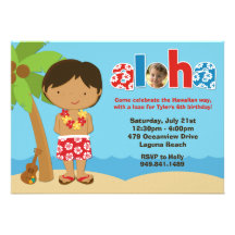Invitation de fête d'anniversaire de Luau de garço