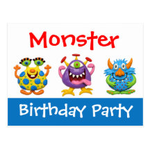 Invitation de fête d'anniversaire de monstre cartes postales