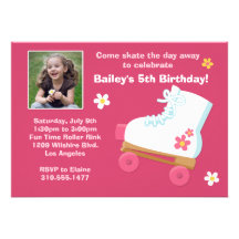 Invitation de fête d'anniversaire de patinage de r