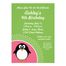 Invitation de fête d'anniversaire de pingouin