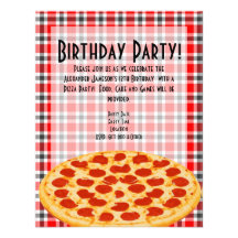 Invitation de fête d'anniversaire de pizza, concep