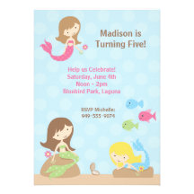 Invitation de fête d'anniversaire de sirène