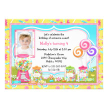 Invitation de fête d'anniversaire de sucrerie