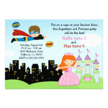 Invitation de fête d'anniversaire de super héros e