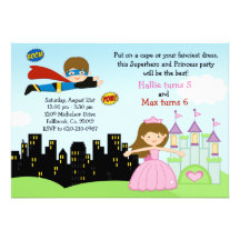 Invitation de fête d'anniversaire de super héros e