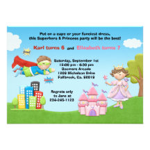 Invitation de fête d'anniversaire de super héros e