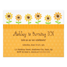 Invitation de fête d'anniversaire de tournesol pou
