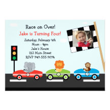 Invitation de fête d'anniversaire de voiture de co