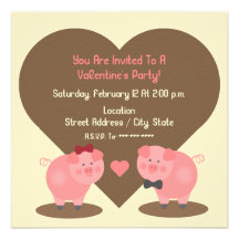Invitation de la partie de Valentine de porc