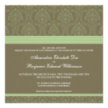 Invitation de mariage damassé de chocolat de vert 