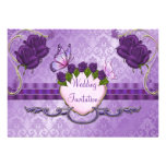 Invitation de mariage damassé de rose de pourpre
