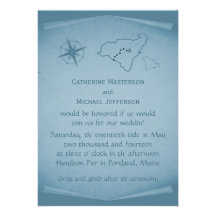 Invitation de mariage de carte de trésor, bleu