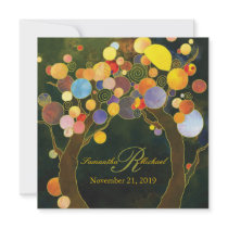 Invitation de mariage de monogramme d'arbres d'amo