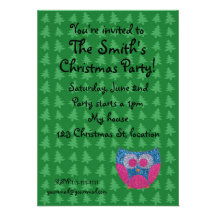 Invitation de Noël de hibou de scintillement