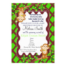 Invitation de oscillation de baby shower de singe 