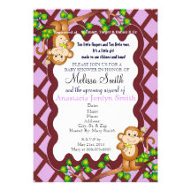 Invitation de oscillation de baby shower de singe 