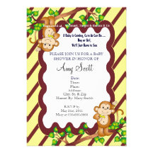 Invitation de oscillation de baby shower de singe 