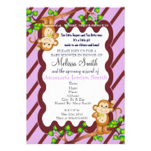 Invitation de oscillation de baby shower de singe 