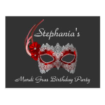 Invitation de partie "d'anniversaire de mardi gras carte postale