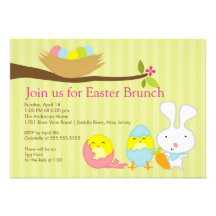 Invitation de partie de brunch de Pâques de lapin 