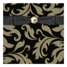 Invitation de partie de damassé d'or de noir de cr