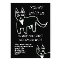 Invitation de partie de Halloween de chat noir