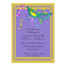 Invitation de partie de mardi gras