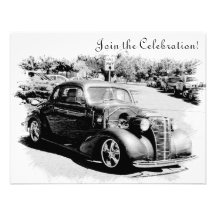 Invitation de partie de retraite de voiture ancien
