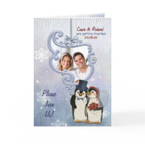 Invitation de photo de mariage de pingouin