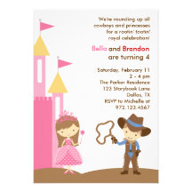 Invitation de princesse et de cowboy