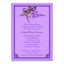 Invitation de Quinceañera du masque 15