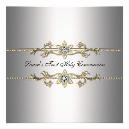 Invitation de sainte communion d'argent de filles 