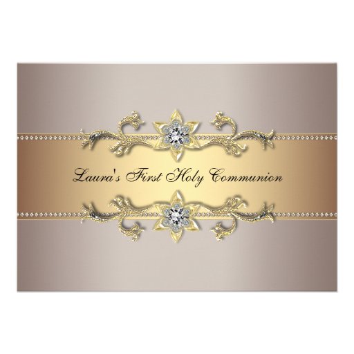 Invitation de sainte communion d'or de filles prem