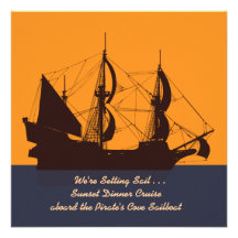 Invitation de silhouette de bateau de pirate