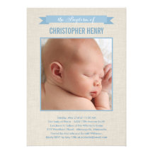 Invitation de toile douce de baptême de photo - bl