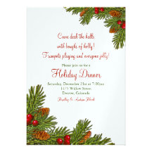 Invitation de vacances de Noël de houx de branches
