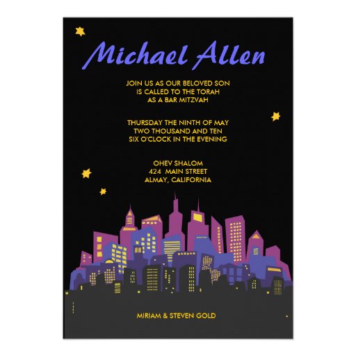 Invitation d'invitation de bat mitzvah de barre de