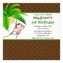 Invitation douce d'anniversaire de singe de safari
