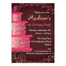 Invitation douce de fête d'anniversaire de gâteau 